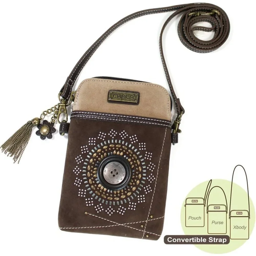 Cellphone Crossbody Handbag Faux Suede Leather Small Organizer Women's